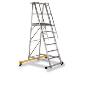 Orbis platformladder aluminium bordes HxBxD 1600x600x630 mm 6 treden verrijdbare traverse 550238