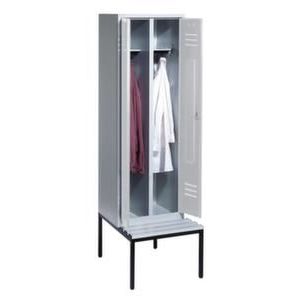 Orbis garderobekast HxBxD 2090x810x500 mm ondergebouwde zitbank van PVC 2 vakken cilinderslot RAL 7035 406692