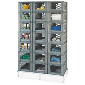 Orbis Euronorm-stapelbak 51 L HxLxB 270x600x400 mm wanden-bodem gesloten voorzijde open blauw 204210