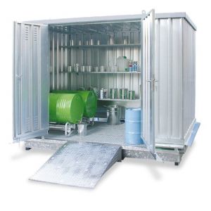 Orbis container voor brandbare stoffen passieve opslag BxDxH 5075x2075x2400 mm verzinkt blauw 201479