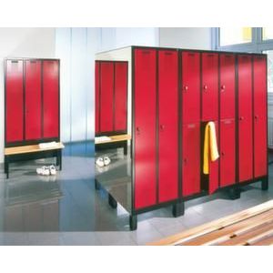 Orbis locker 4x2 vakken HxBxD 2090x1200x500 mm bank hout klink RAL 7035 403901