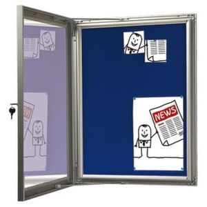 Orbis infovitrine aluminium frame draaideur acrylglas buitenmaat HxBxD 1075x1045x30 mm achterwand vilt 12xDIN A4 blauw 529778