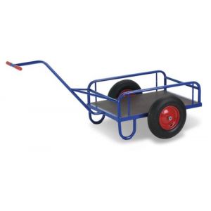 Orbis handtrekwagen draagvermogen 200 kg met bodem laadvloer LxB 765x435 mm luchtbanden RAL 5010 531529