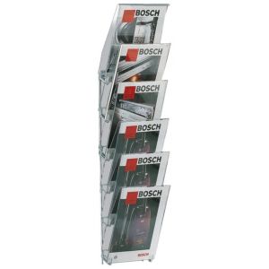 Orbis prospectushouder acryl HxBxD 1130x230x190 mm 6 DIN A4 bakken frame lichtgrijs 109611