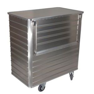 Orbis bakwagen van aluminium met deksel draagvermogen 250 kg HxLxB 985x930x530 mm 355 L klapbare zijwand 524634