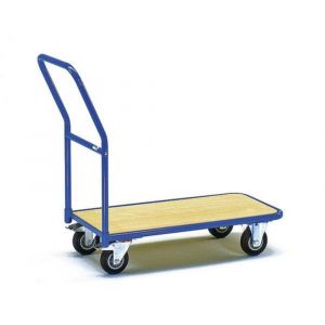 Orbis duwbeugelwagen draagvermogen 250 kg laadoppervlak LxB 850x450 mm H 185 mm houten plaat staal RAL 5007 TPE-banden 104968