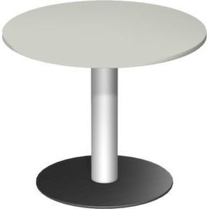 Orbis vergadertafel rond HxBxD 72x90 cm blad lichtgrijs onderstel RAL 9006-RAL9005 ronde poten 531161