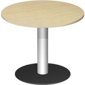 Orbis vergadertafel rond HxBxD 72x90 cm blad esdoorn onderstel RAL 9006-RAL9005 ronde poten 531162