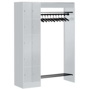 Orbis garderobe- en vakkenkastsysteem HxBxD 1950x1410x480 mm 10 vakken 10 hangers cilinderslot RAL 7035 204444