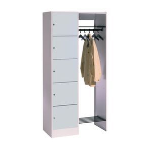 Orbis garderobe- en vakkenkastsysteem HxBxD 1950x960x480 mm 5 vakken 5 hangers cilinderslot RAL 7035 204443