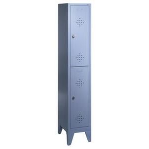 Orbis locker 1x2 vakken HxBxD 1850x420x500 mm voeten klink rozet RAL 7035 406943