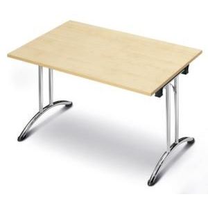 Orbis klaptafel ronde buis T-poot glijders HxBxD 73x120x70cm stapelbar onderstel verchroomd blad beuken 523004