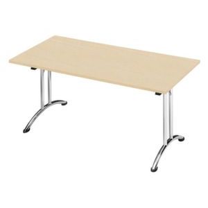 Orbis klaptafel ronde buis T-poot glijders HxBxD 73x140x70 cm stapelbar onderstel verchroomd blad esdoorn 523012