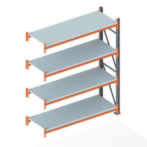 Orbis breedvakstelling aanbouwveld HxBxD 2700x2225x800 mm vaklast 1800 kg 4x stalen panelen eenzijdig staanders verzinkt niveaus verzinkt traversen RAL 2001 220987