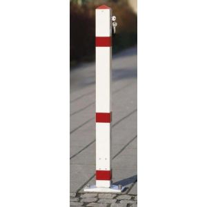 Orbis afzetpaal vierkant 70x70 m omklapbaar bodemplaat cilinderslot spitse kop wit-rood 532323