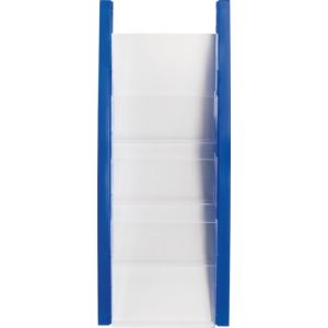 Orbis prospectus houder PP vakken polystyrol HxBxD 540x215x80 mm inclusief bevestiging 4 vakken voor A5 hoog blauw 527294