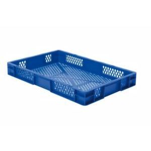 Orbis Euronorm-stapelbak 14,5 L HxLxB 75x600x400 mm wanden-bodem opengewerkt blauw 531656