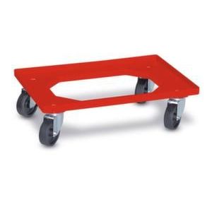 Orbis bakwagen draagvermogen 250 kg laadvloer LxB 600x400 mm kunststof wielen rood 532078