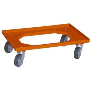 Orbis bakonderwagen draagvermogen 250 kg laadvloer LxB 600x400 mm rubberen wielen oranje 532089