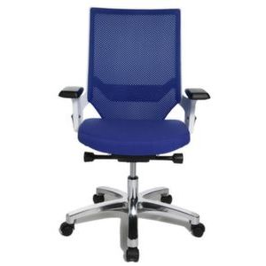 Orbis bureaustoel blauw zitting HxBxD 420-550x480x460 mm synchroonmechanisme wit met armleuningen 138477