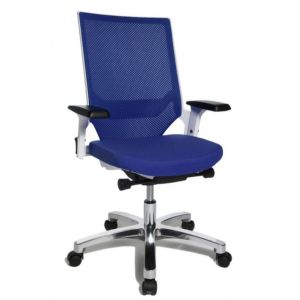 Orbis bureaustoel blauw zitting HxBxD 420-550x480x460 mm synchroonmechanisme wit met armleuningen 138477