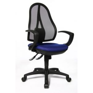 Orbis bureaustoel zitting blauw netrug zwart zitting HxBxD 430-510x480x480 mm met armleuning 138485