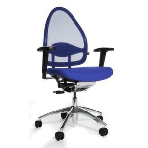 Orbis bureaustoel blauw zitting HxBxD 430-520x480x500 mm netrug synchroon mechanisme met armleuning 138492