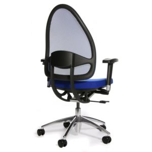 Orbis bureaustoel blauw zitting HxBxD 430-520x480x500 mm netrug synchroon mechanisme met armleuning 138492