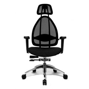 Orbis bureaustoel zwart zitting HxBxD 430-520x480x500 mm netrug synchroon mechanisme met armleuning 138496
