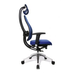 Orbis bureaustoel blauw zitting HxBxD 430-520x480x500 mm netrug synchroon mechanisme met armleuning 138499