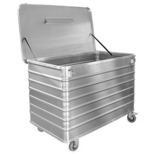 Orbis bakwagen aluminium deksel draagvermogen 250 kg HxLxB 935x1280x730 mm 656 L rechthoekige wielopstelling 524623