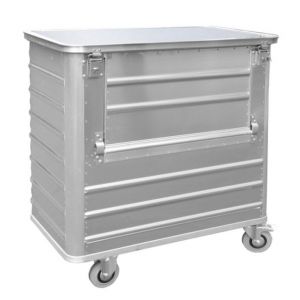 Orbis bakwagen van aluminium met deksel draagvermogen 250 kg HxLxB 985x930x530 mm 355 L klapbare zijwand 524634