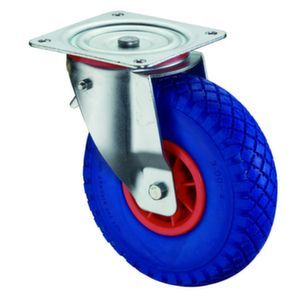 Orbis zwenkwiel met rem draagvermogen 75 kg PU-banden kunststof velg DxB 200x85 mm wiellager plaat 139564