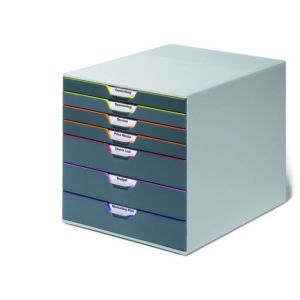 Orbis ladeblok 7 gekleurde laden inclusief opschriftvensters kunststof grijs 143051