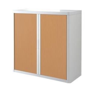 Orbis roldeurkast HxBxD 1040x1100x415 mm 2 ordnerhoogtes romp wit front beuken 145324