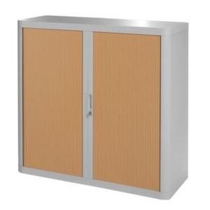 Orbis roldeurkast HxBxD 1040x1100x415 mm 2 ordnerhoogtes romp grijs front beuken 145326