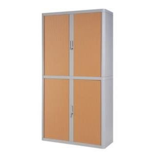 Orbis roldeurkast HxBxD 2040x1100x415 mm 4 ordnerhoogtes romp grijs front beuken 145327