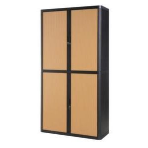 Orbis roldeurkast HxBxD 2040x1100x415 mm 4 ordnerhoogtes romp zwart front beuken 145329