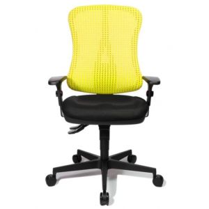 Orbis bureaustoel zitting zwart rugleuning met netbekleding in geel zitting HxBxD 390-510x500x460 mm met armleuningen lendenwervelsteun voorgevormde zitting puntsynchroonmechanisme 146716
