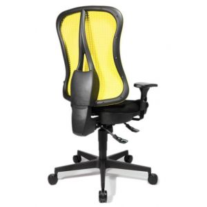 Orbis bureaustoel zitting zwart rugleuning met netbekleding in geel zitting HxBxD 390-510x500x460 mm met armleuningen lendenwervelsteun voorgevormde zitting puntsynchroonmechanisme 146716
