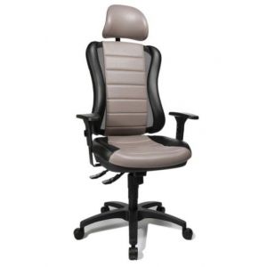 Orbis bureaustoel bekleding zwart-grijs zitting HxBxD 420-530x500x470 mm met armleuningen en hoofdsteun lendenwervelsteun voorgevormde zitting puntsynchroonmechanisme 146733