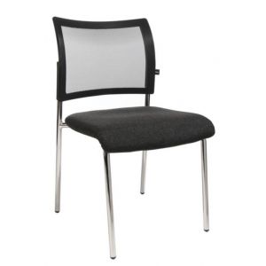 Orbis bezoekersstoel zitting antraciet rugleuning met netbekleding in zwart zitting HxBxD 430x480x450 mm 4-voetonderstel verchroomd 146748