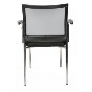 Orbis bezoekersstoel zitting antraciet rugleuning met netbekleding in zwart zitting HxBxD 430x480x450 mm met armleuningen 4-voetonderstel verchroomd 146756