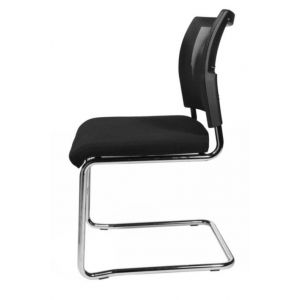 Orbis bezoekersstoel zitting zwart rugleuning met netbekleding in zwart zitting HxBxD 450x480x450 mm onderstel verchroomd 146778