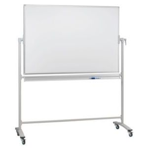 Orbis draaibaar whiteboard schrijfbord HxB 1200x1800 mm geëmailleerd magnetisch 4 zwenkwielen zilverkleurig geanodiseerd 146857