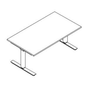 Orbis bureau HxBxD 650-1300x1600x800 mm elektrisch in hoogte verstelbaar T-voet aluzilver CC-zwart 147926-0002