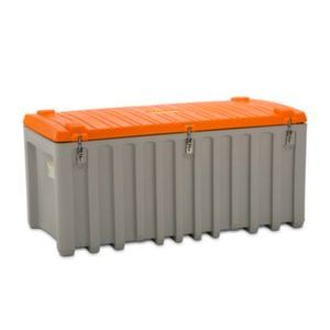 Orbis opbergbox HxBxD 800x1700x840 mm 750 L PE grijs-oranje wanden gesloten legbord gesloten met vorkkoker 148614