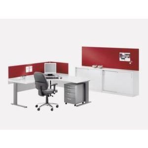 Orbis bureau HxBxD 650-1300x1600x800 mm elektrisch in hoogte verstelbaar T-voet aluzilver Bl-wit 147926-0013