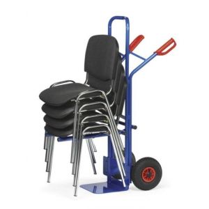 Orbis stoelensteekwagen draagvermogen 300 kg steekplaat BxD 320x250 mm HxB 1300x580 mm onderstel inhangbaar staal luchtbanden 119168