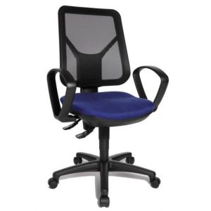 Orbis bureaustoel zitting blauw rugleuning met netbekleding in zwart zitting HxBxD 430-510x480x480 mm permanentcontactmechanisme 149919